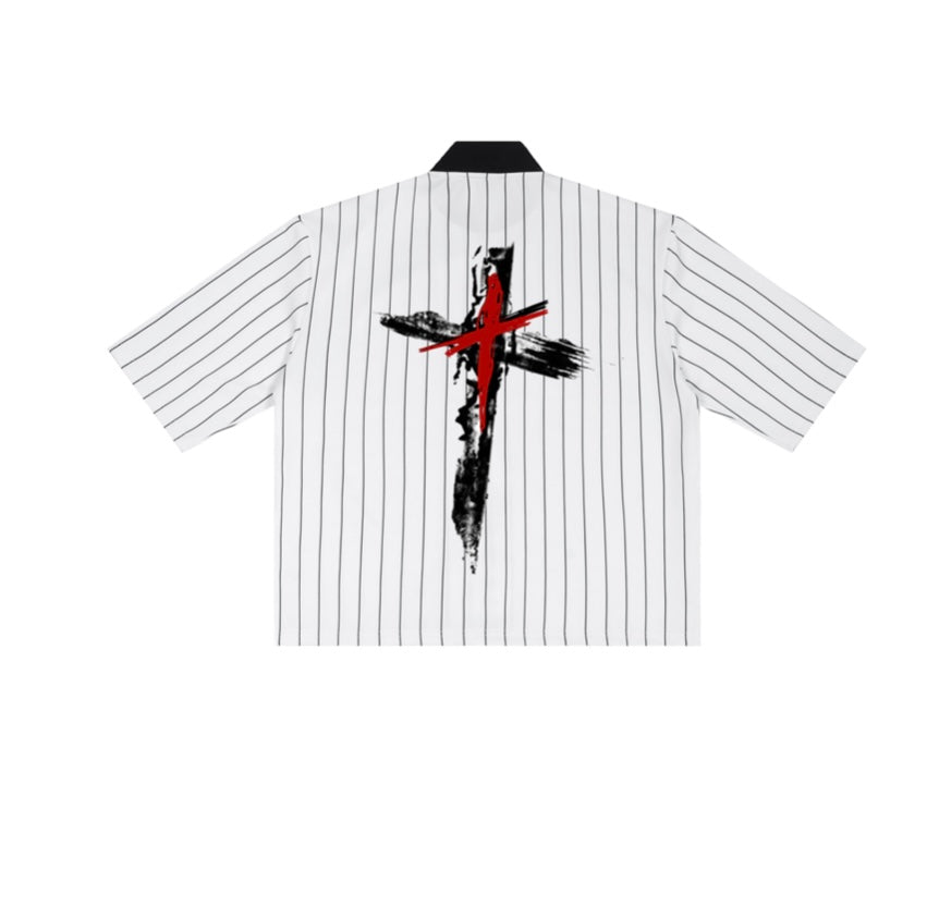 Unisex Striped Full-Zip Baseball Jersey