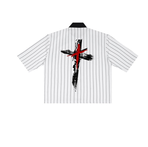 Unisex Striped Full-Zip Baseball Jersey
